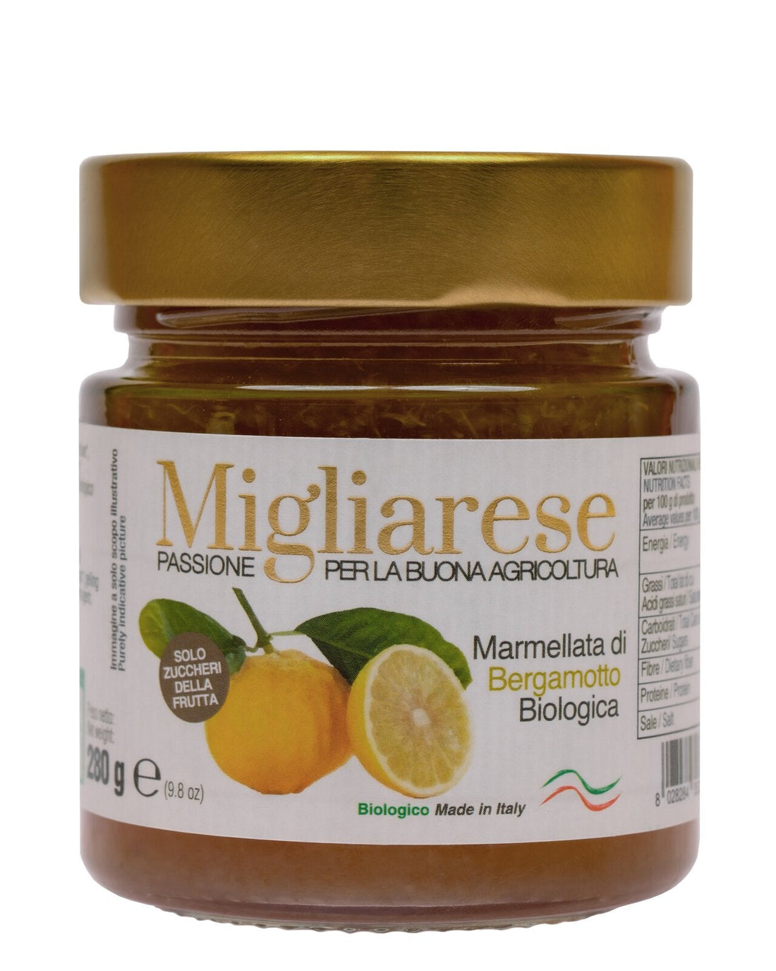 Marmellata Biologica di Bergamotto Calabrese Naturale 280 gr