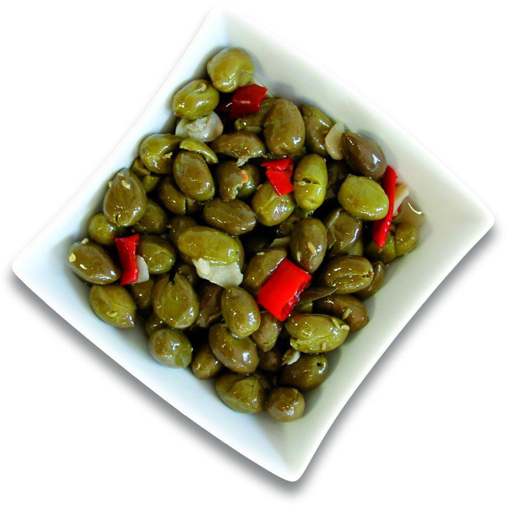 Olive Verdi Schiacciate Fresche Selezionate e Genuine 500gr - Nonna Calabrese.it